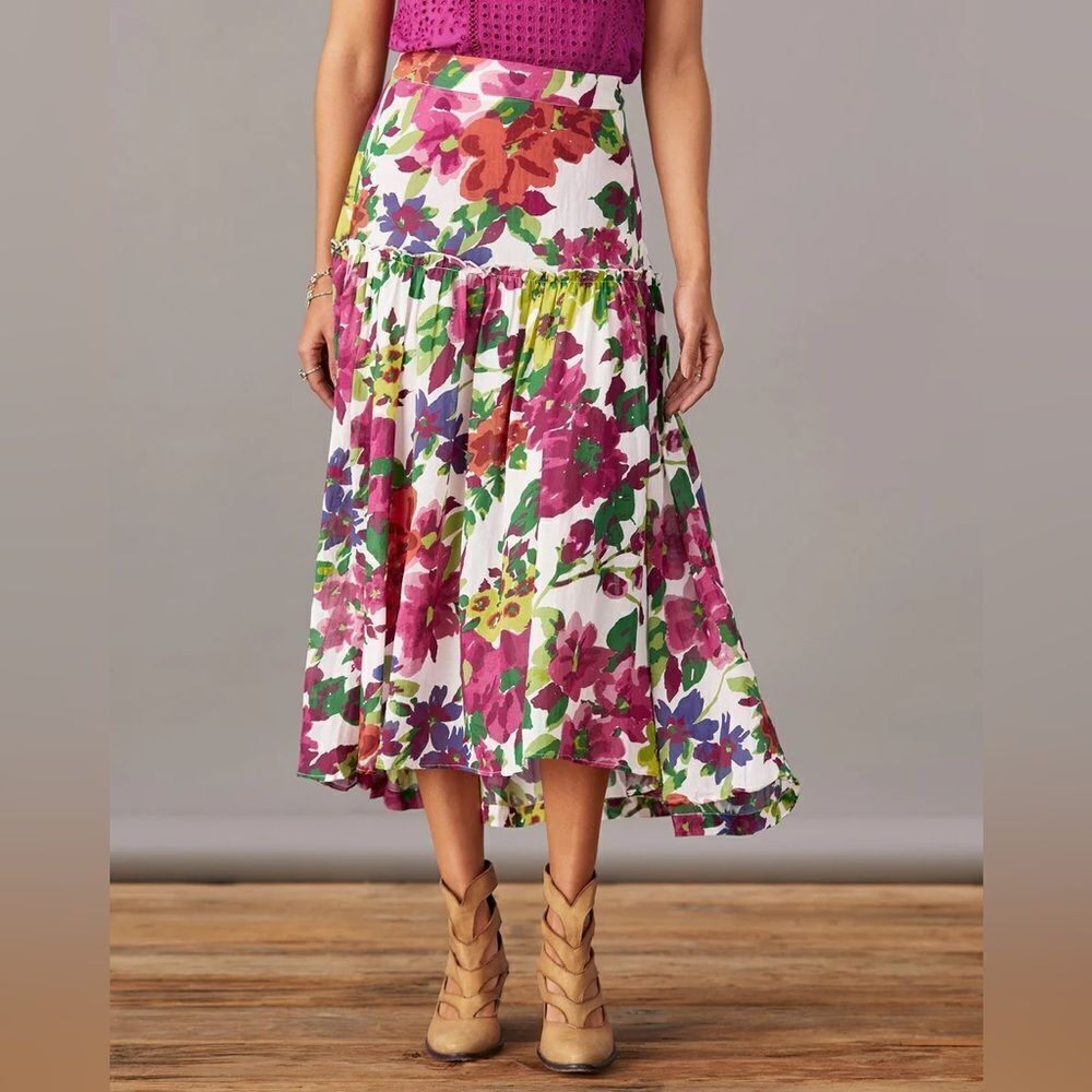 Sundance Bella Rose Skirt Floral NEW with tags Size XS tiered fit and flare